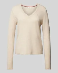 Tommy Hilfiger Pullover mit abgerundetem V-Ausschnitt Modell 'SOFT WOOL Beige