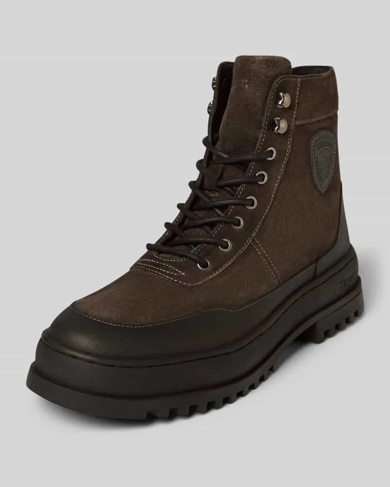 Blauer Boots aus Leder Modell 'IUKA03 Dunkelbraun
