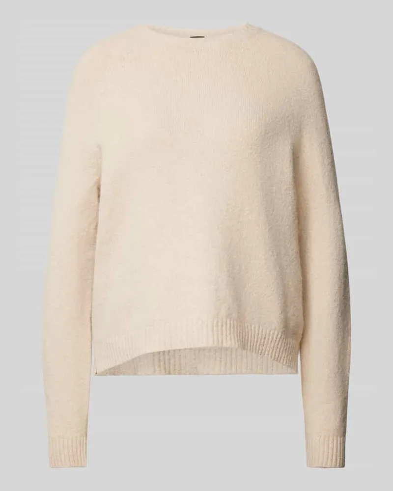 HUGO BOSS Strickpullover mit Rundhalsausschnitt Modell 'Febisan Ecru
