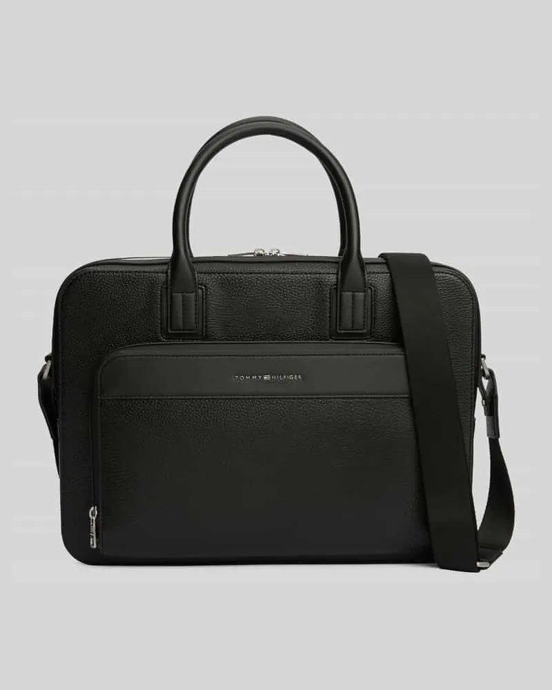 Tommy Hilfiger Laptoptasche mit Kofferschlaufe und Label-Schriftzug Black