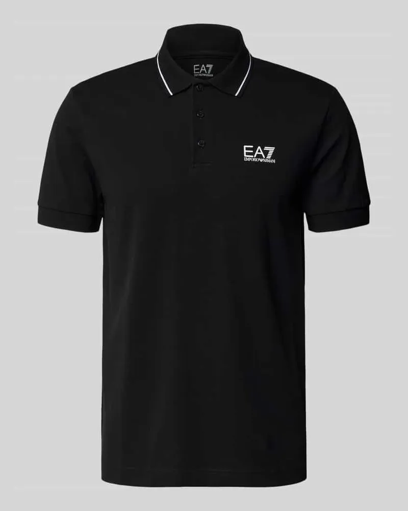EA7 Regular Fit Poloshirt mit Logo-Print Black