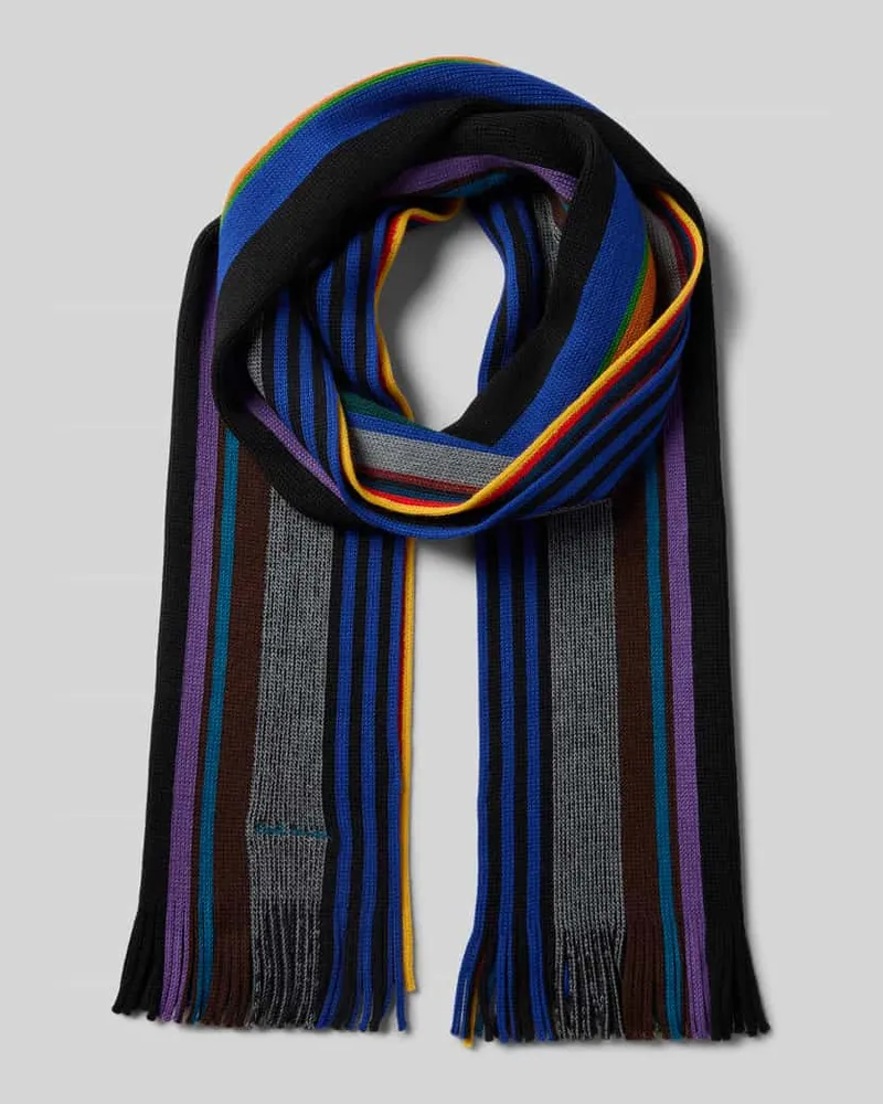 Paul Smith Schal aus Lanawolle mit Streifenmuster Black