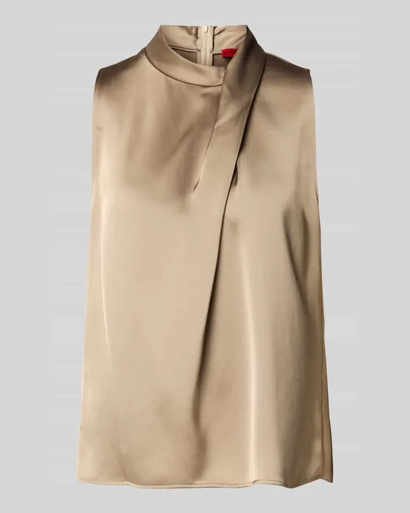 HUGO BOSS Relaxed Fit Blusentop aus Satin Modell 'CHELINA-1 Beige