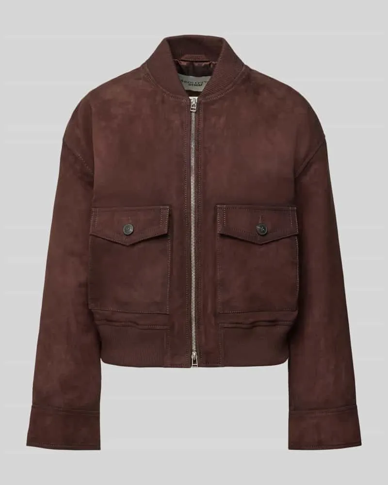 Marc O'Polo Regular Fit Leder- / Kunstlederjacke aus echtem Ziegenleder Aubergine