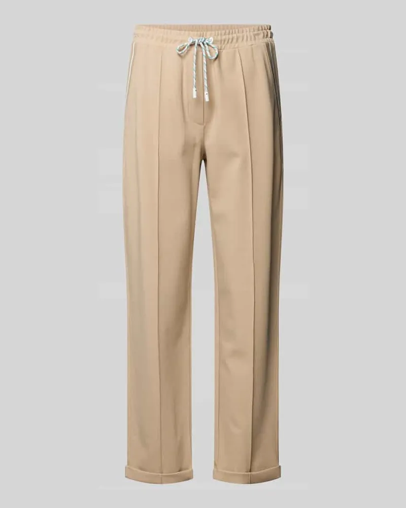Marc Cain Straight Fit Stoffhose mit Ziernähten Sand