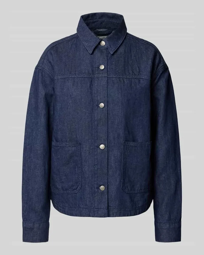 Marc O'Polo Regular Fit Jeansjacke aus Baumwolle-Leinen-Mix Dunkelblau