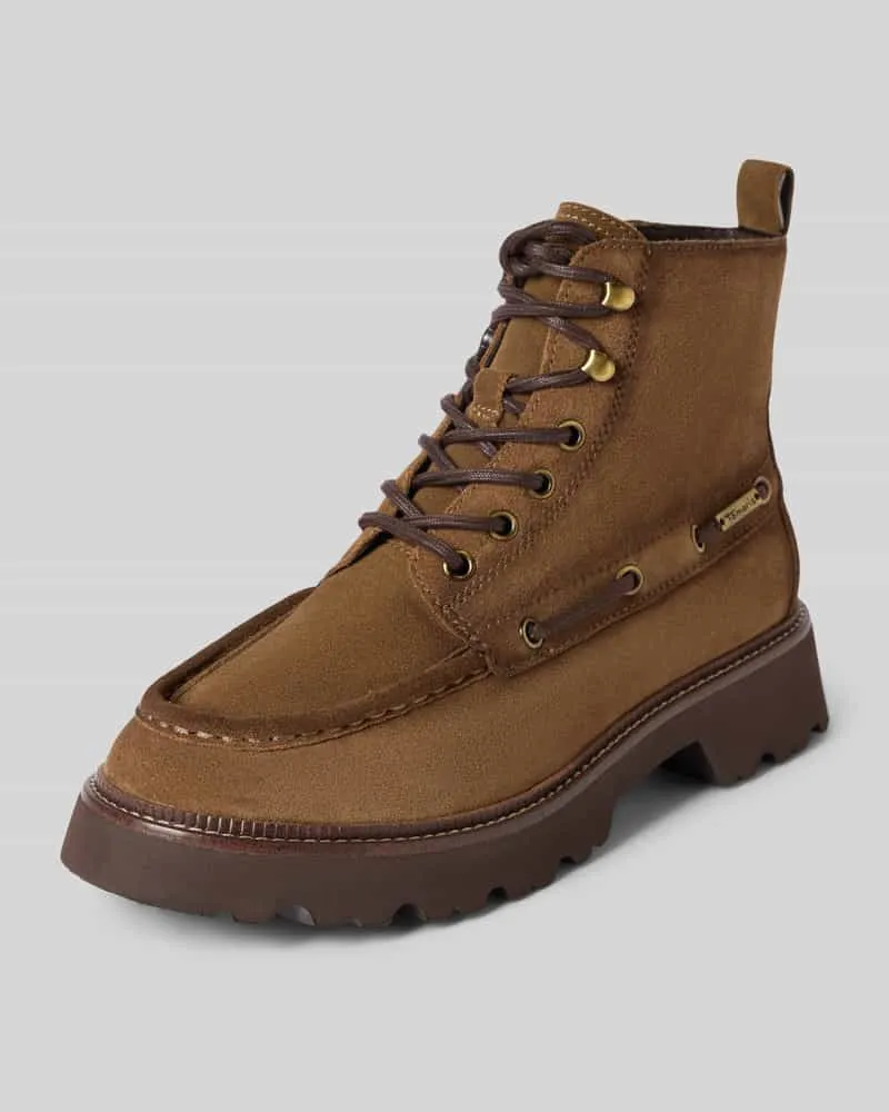 Tamaris Schnürstiefel aus Rindnappa mit Profilsohle Cognac