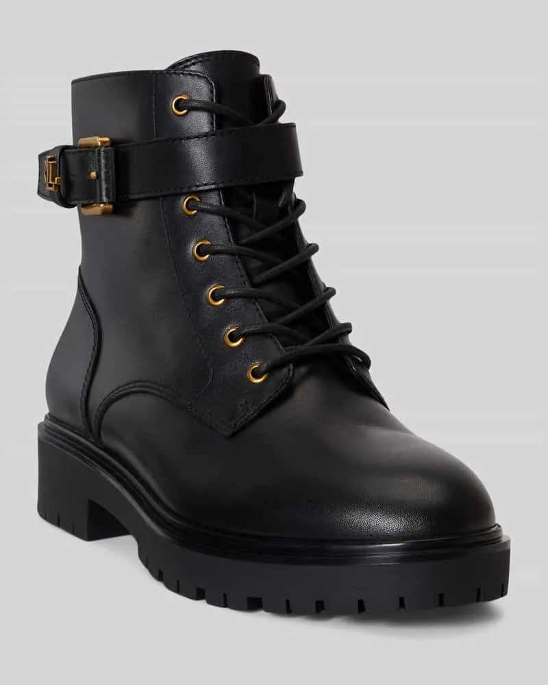 Ralph Lauren Schnürstiefel aus echtem Leder Black