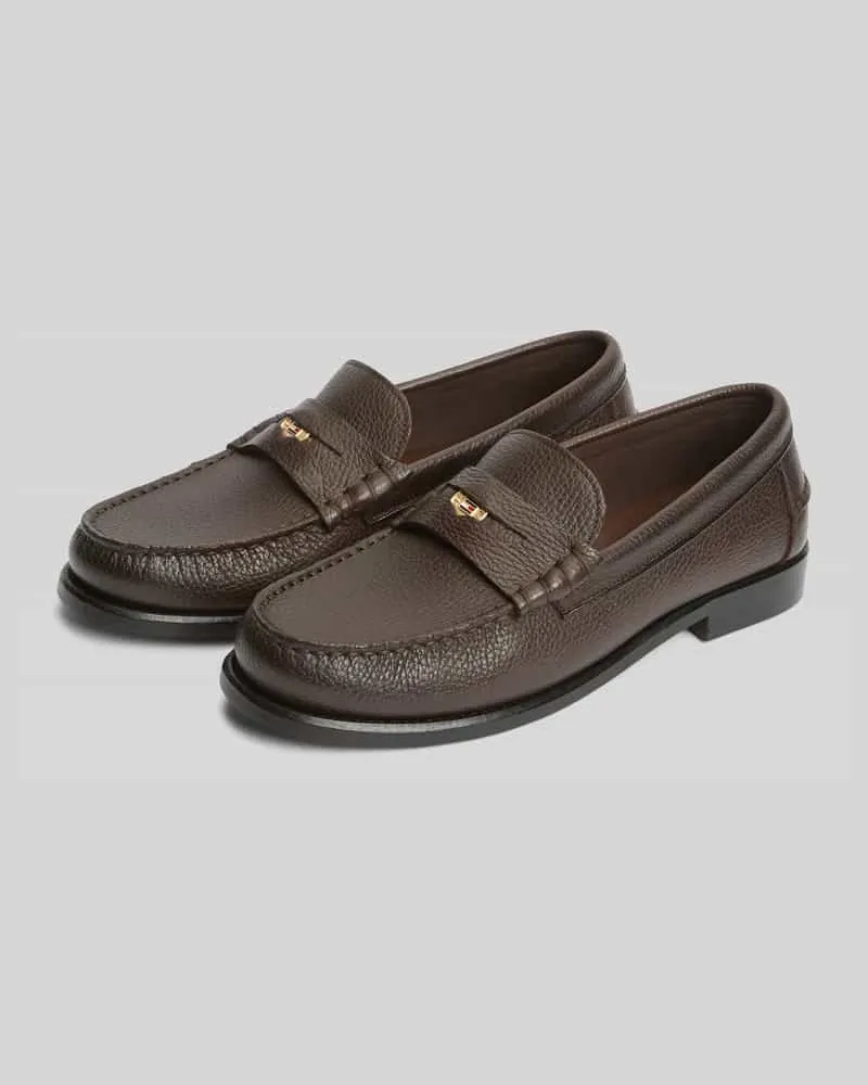 Tommy Hilfiger Loafer aus echtem Rindsleder mit Logo-Detail Dunkelbraun