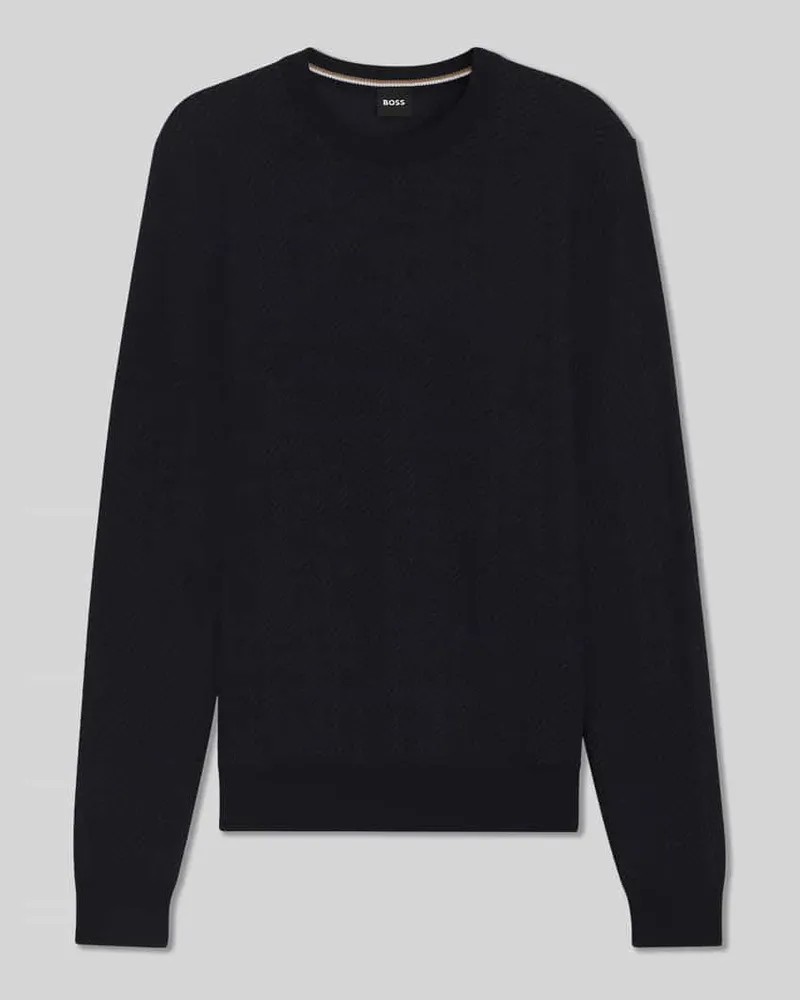 HUGO BOSS Regular Fit Pullover aus Schurwoll-Mix Modell 'HABITO Marine