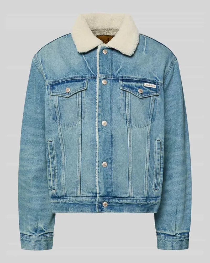 Calvin Klein Jeansjacke mit Knopfleiste Hellblau