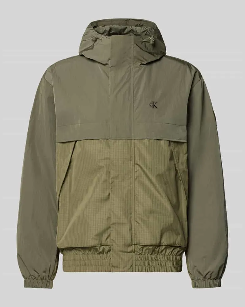 Calvin Klein Regular Fit Regenjacke mit Rückenkoller Khaki