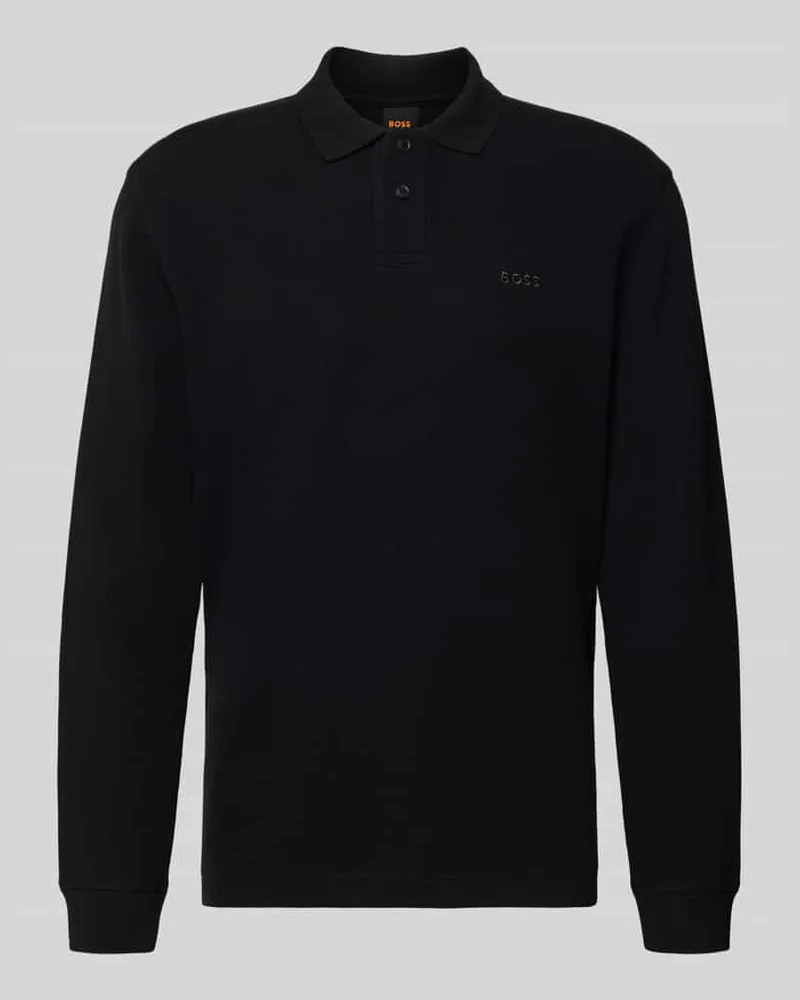 HUGO BOSS Regular Fit Poloshirt aus Baumwoll-Mix Modell 'PETEMPESTOLONG Black