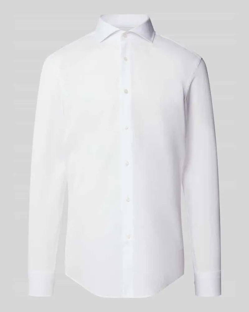 HUGO BOSS Slim Fit Businesshemd aus reiner Baumwolle Modell 'H-HANK-SP Weiss