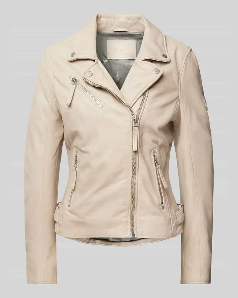 Mauritius Lederjacke mit Reißverschlusstaschen Offwhite