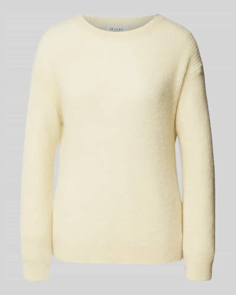 Maerz Strickpullover mit Rundhalsausschnitt Hellgelb