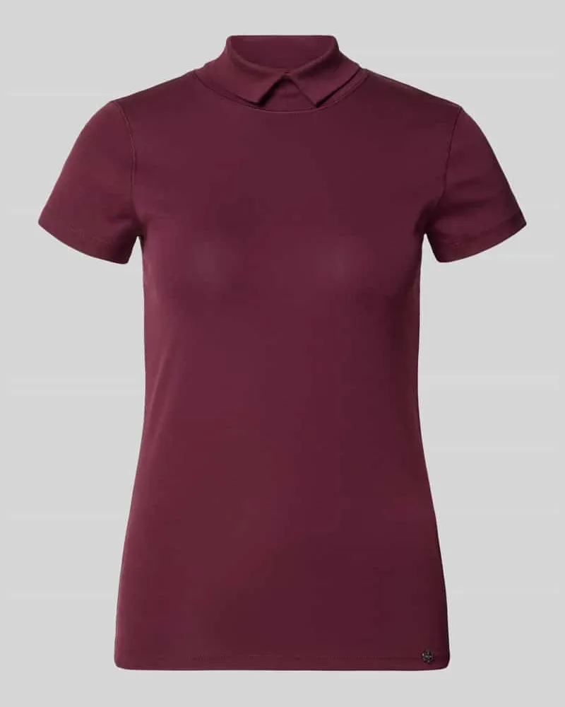 Marc Cain Slim Fit T-Shirt mit hochschließendem Polokragen Bordeaux