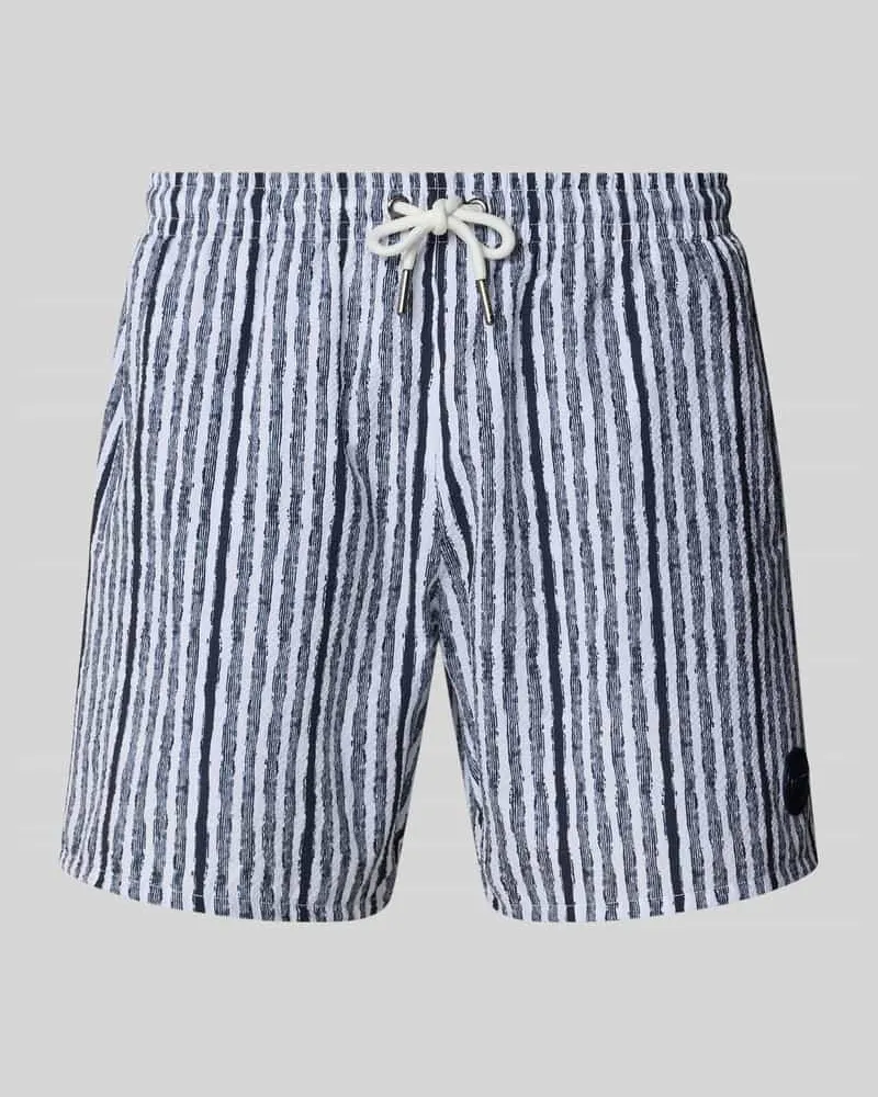 Colmar Relaxed Fit Shorts mit Logo-Applikation Modell 'Seersucker Marine