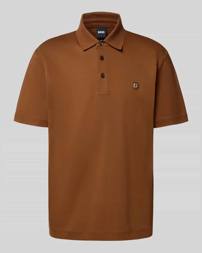 HUGO BOSS Regular Fit Poloshirt aus reiner Baumwolle Cognac