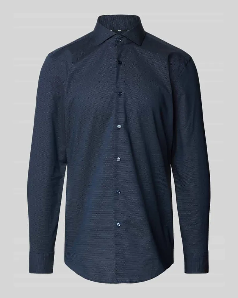 HUGO BOSS Regular Fit Business-Hemd mit Haifischkragen Modell 'Hank Bleu