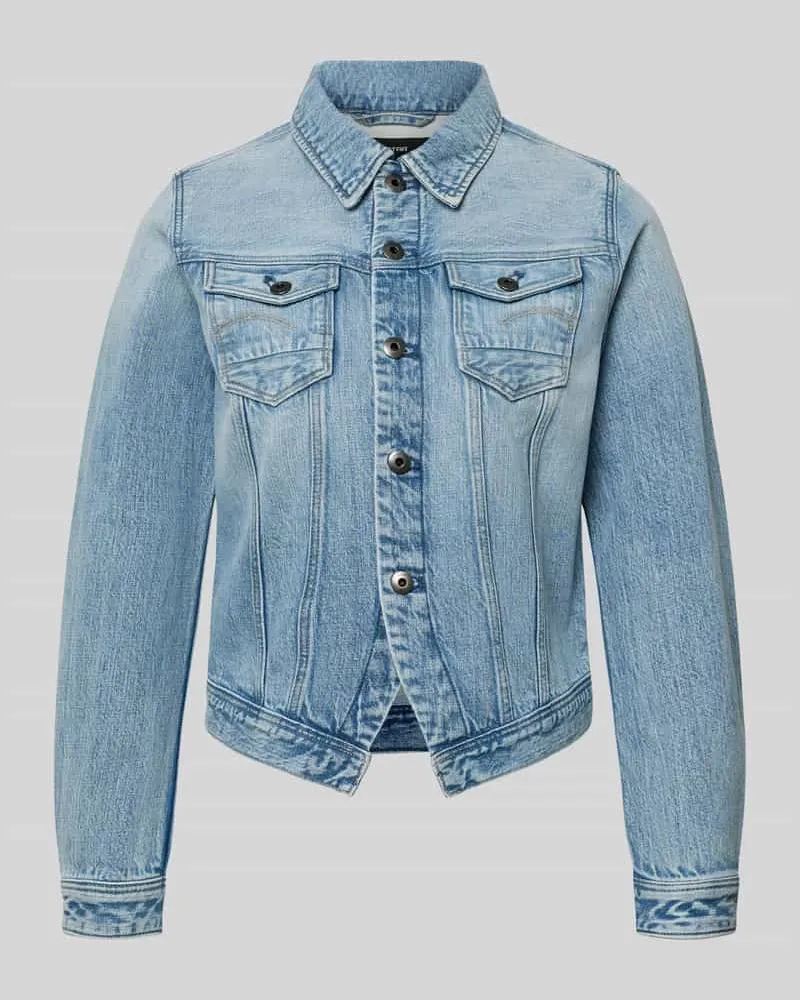 G-STAR RAW Slim Fit Jeansjacke aus Baumwoll-Mix mit Brusttaschen Jeansblau