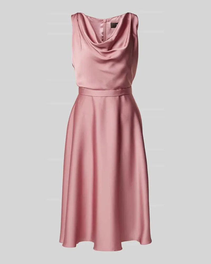 Vera Mont Knielanges Cocktailkleid mit Wasserfall-Ausschnitt Altrosa