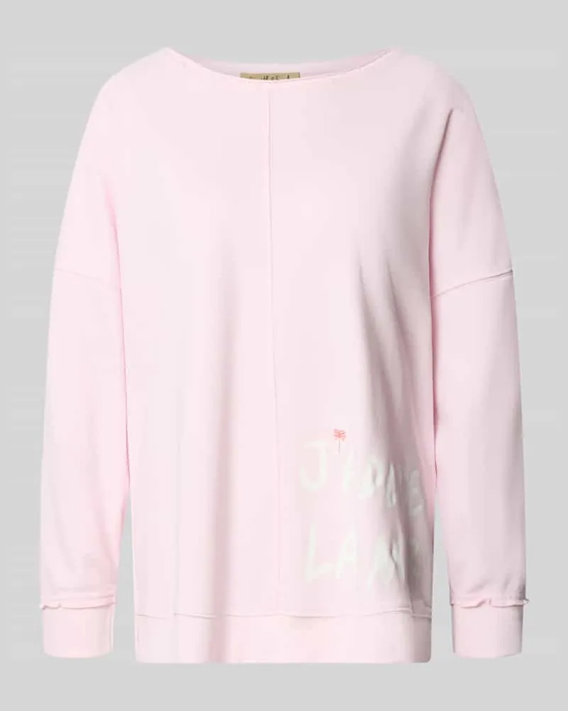 Smith & Soul Oversized Sweatshirt mit Statement-Print und Rollsaum Hellrosa