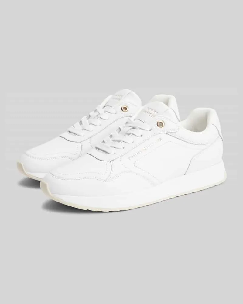 Tommy Hilfiger Sneaker aus echtem Leder mit Label-Schriftzug Weiss