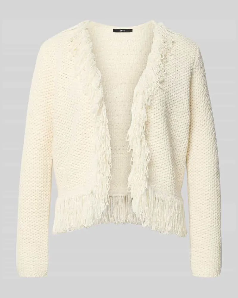 ZERO Cardigan mit Fransen und offener Front Ecru