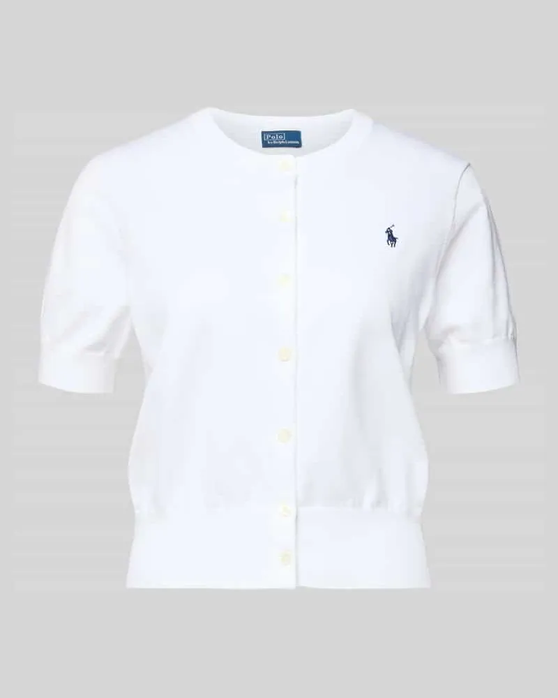 Ralph Lauren Slim Fit Strickjacke aus Baumwoll-Mix Weiss