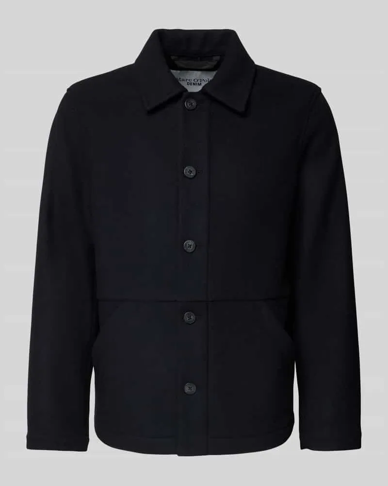 Marc O'Polo Regular Fit Wolljacke mit Umlegekragen Marine
