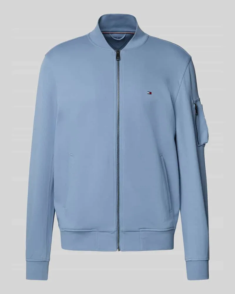 Tommy Hilfiger Relaxed Fit Sweatjacke aus Baumwoll-Mix Hellblau