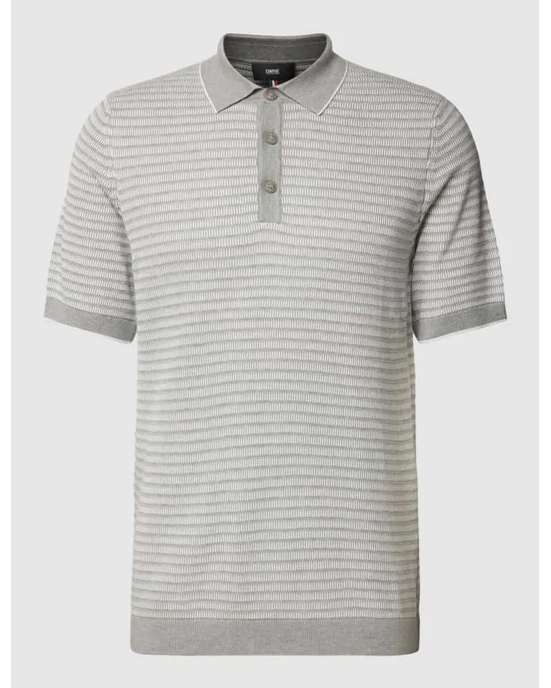 cinque Slim Fit Poloshirt mit Streifenmuster Modell 'Flavius Silber