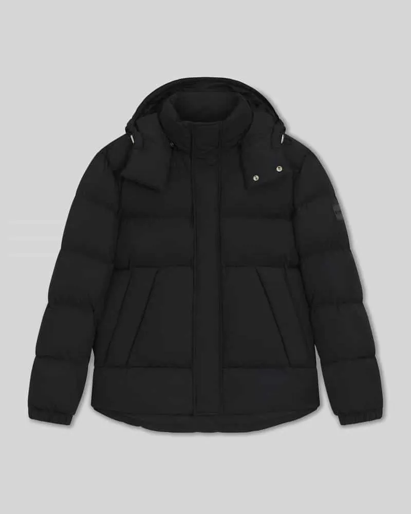 HUGO BOSS Regular Fit Steppjacke mit Stehkragen mit Druckknöpfen Black