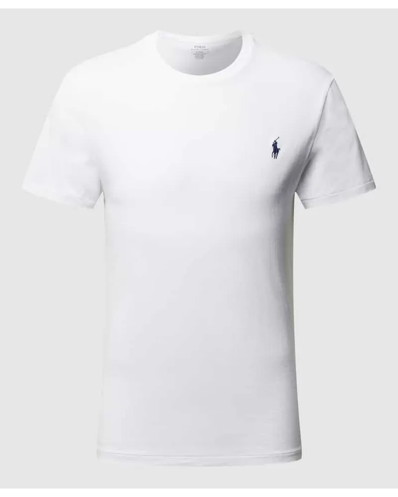 Ralph Lauren Custom Slim Fit T-Shirt mit Logo-Stickerei Weiss