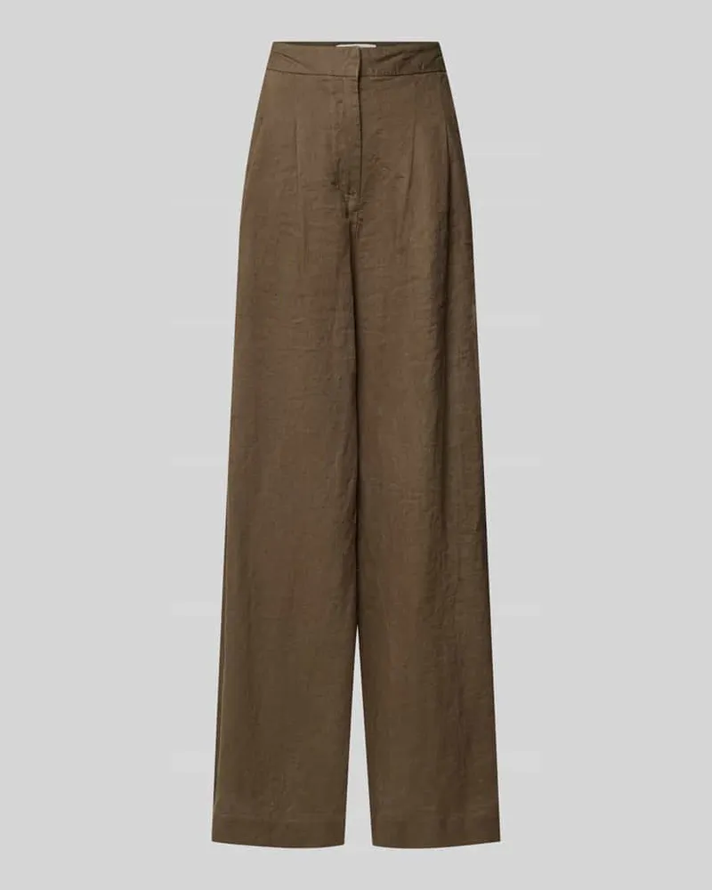 Stefanel Wide Fit Hose mit Bundfalten Modell 'Ginkoli Mittelbraun