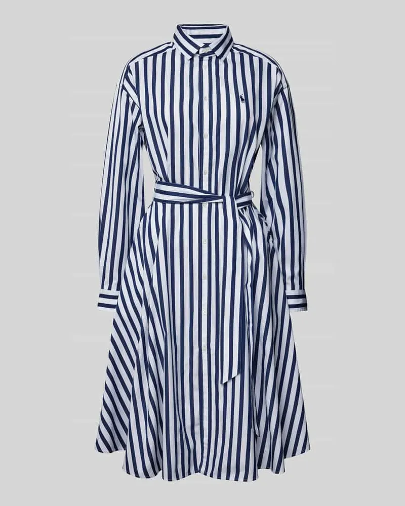 Ralph Lauren Knielanges Kleid mit Bindegürtel Modell 'ELA Marine