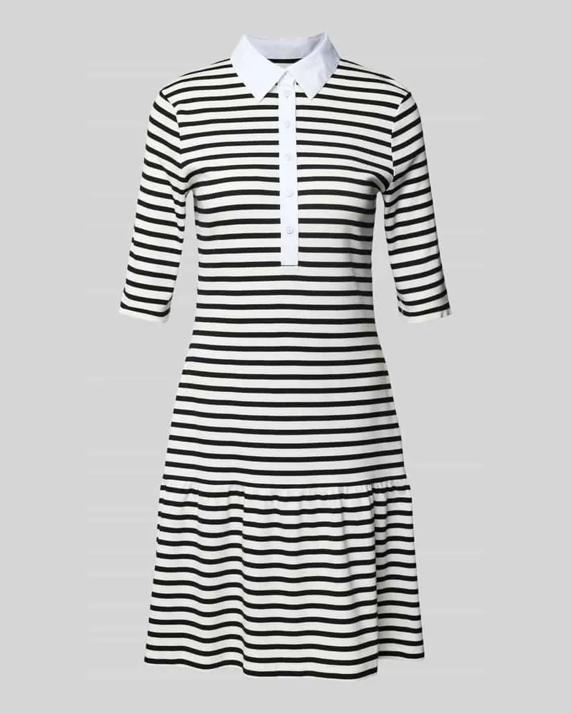 Marc Cain Knielanges Polokleid mit Knopfleiste Weiss