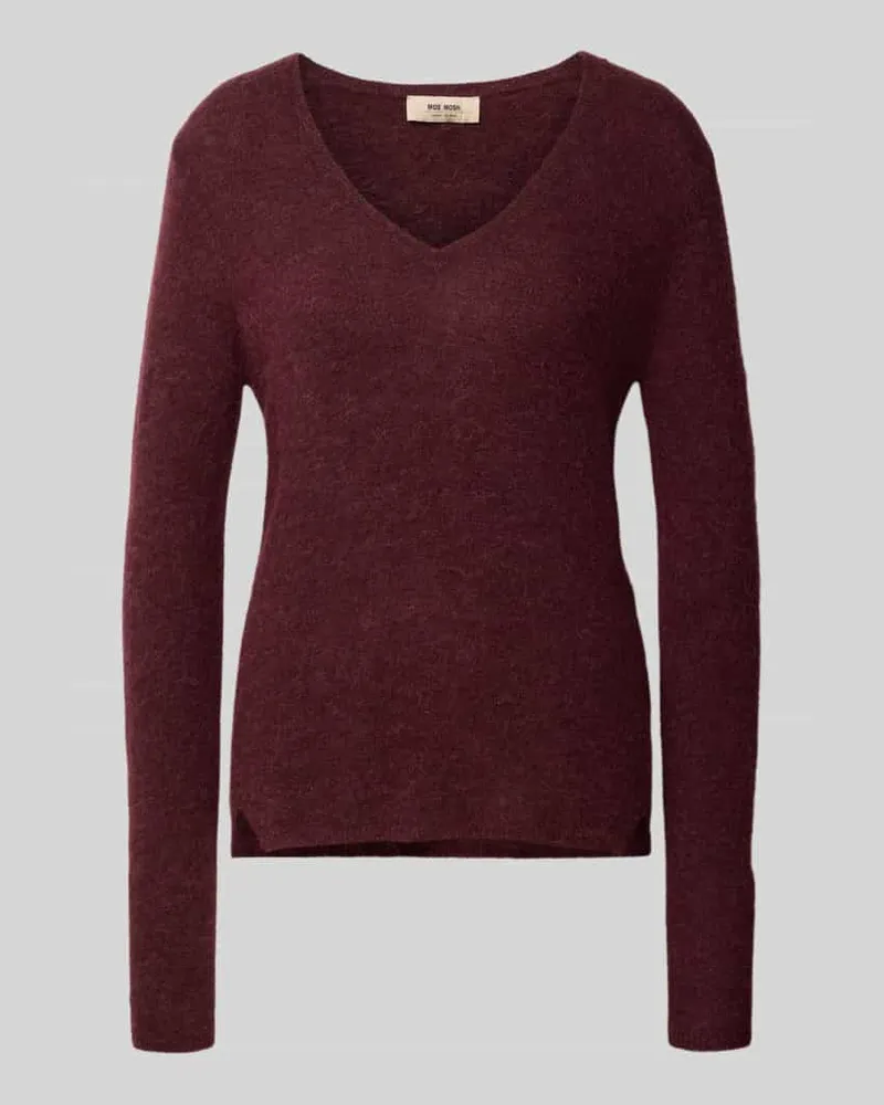 Mos Mosh Slim Fit Strickpullover aus Material-Mix mit Woll-Anteil Bordeaux