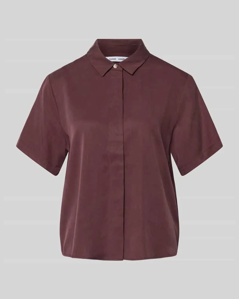 Samsøe & Samsøe Regular Fit Bluse aus Lyocell mit verdeckter Knopfleiste Bordeaux