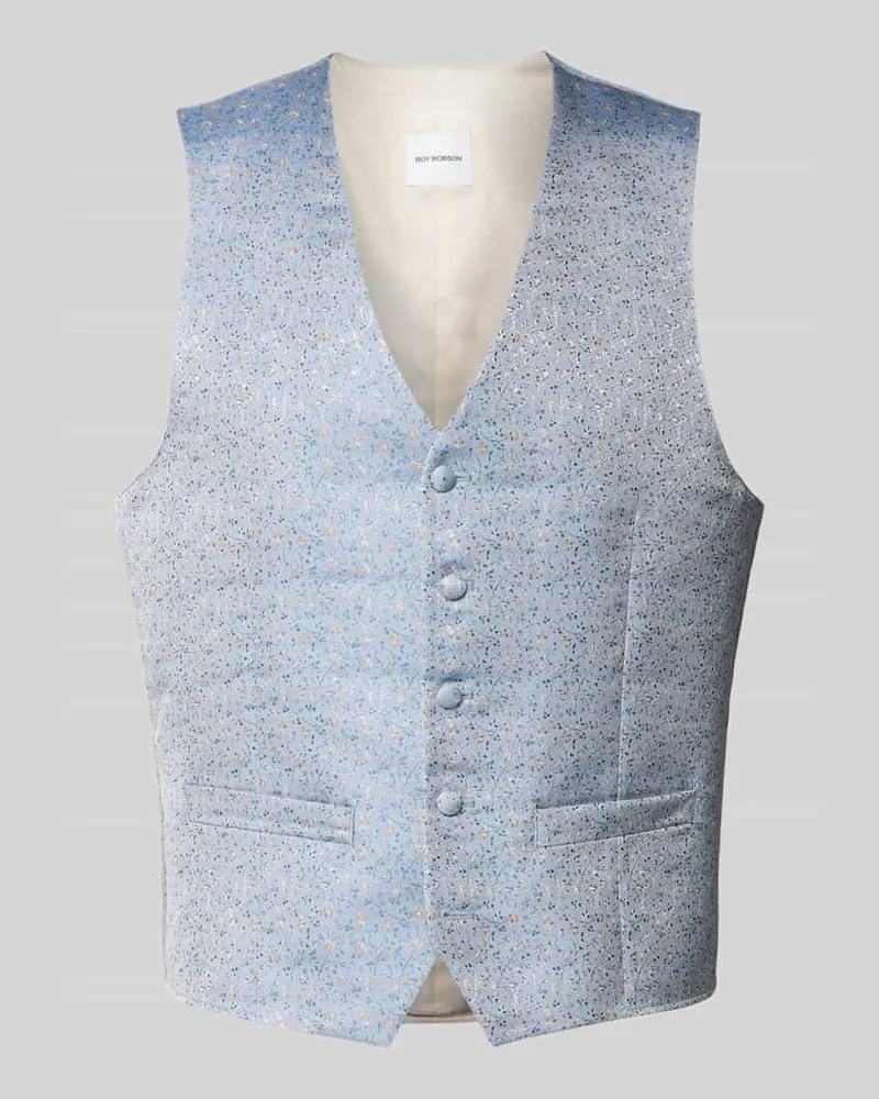 Roy Robson Weste mit V-Ausschnitt und Paspeltaschen Hellblau