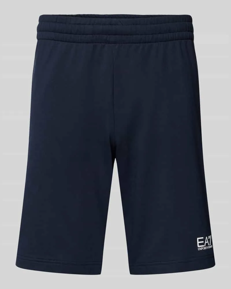EA7 Sweatshorts mit Label-Print Hellblau