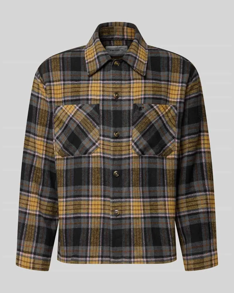Carhartt WIP Regular Fit Freizeithemd mit Woll-Anteil und Kentkragen Dunkelbraun