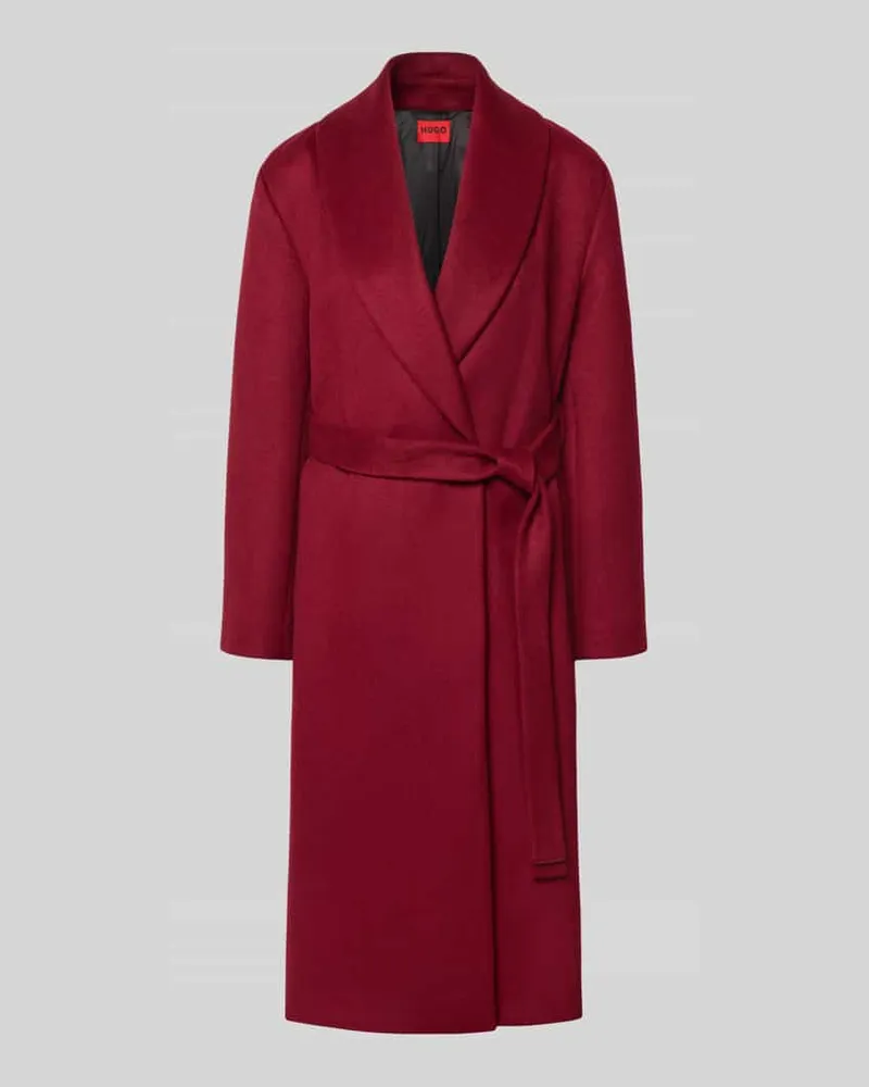 HUGO BOSS Regular Fit Mantel mit Woll-Anteil Modell 'Mindina Dunkelrot