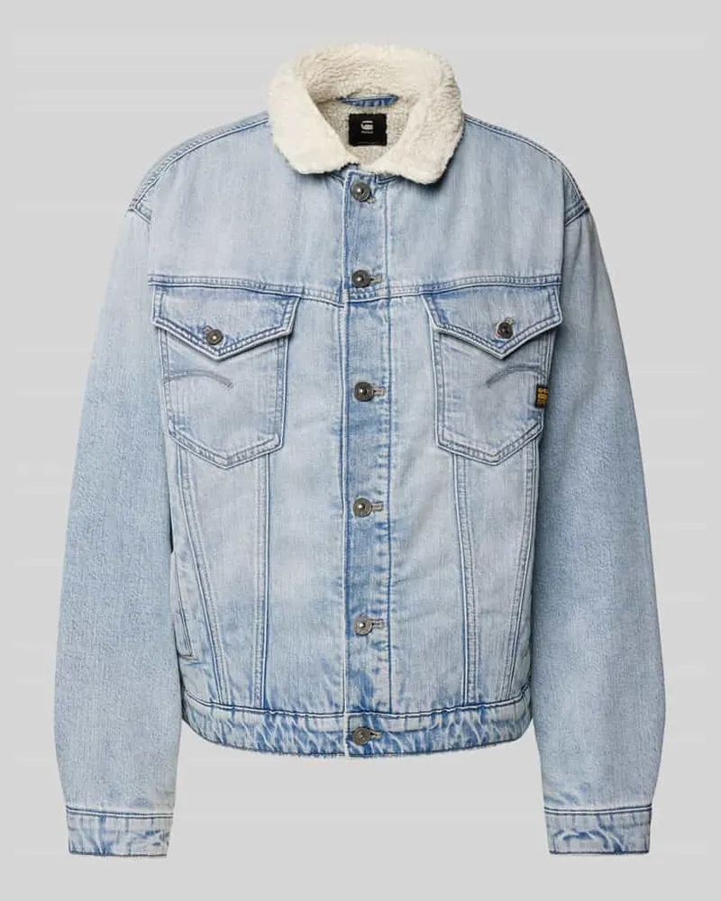 G-STAR RAW Jeansjacke mit Futter aus Kunstfell Hellblau