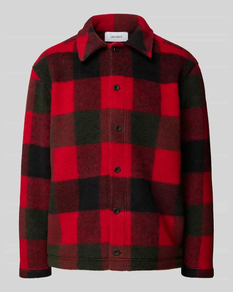 LES DEUX Regular Fit Hemdjacke mit Woll-Anteil Modell 'Jermaine Rot