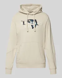 S.Oliver Regular Fit Hoodie mit Stickerei und Kängurutasche Beige