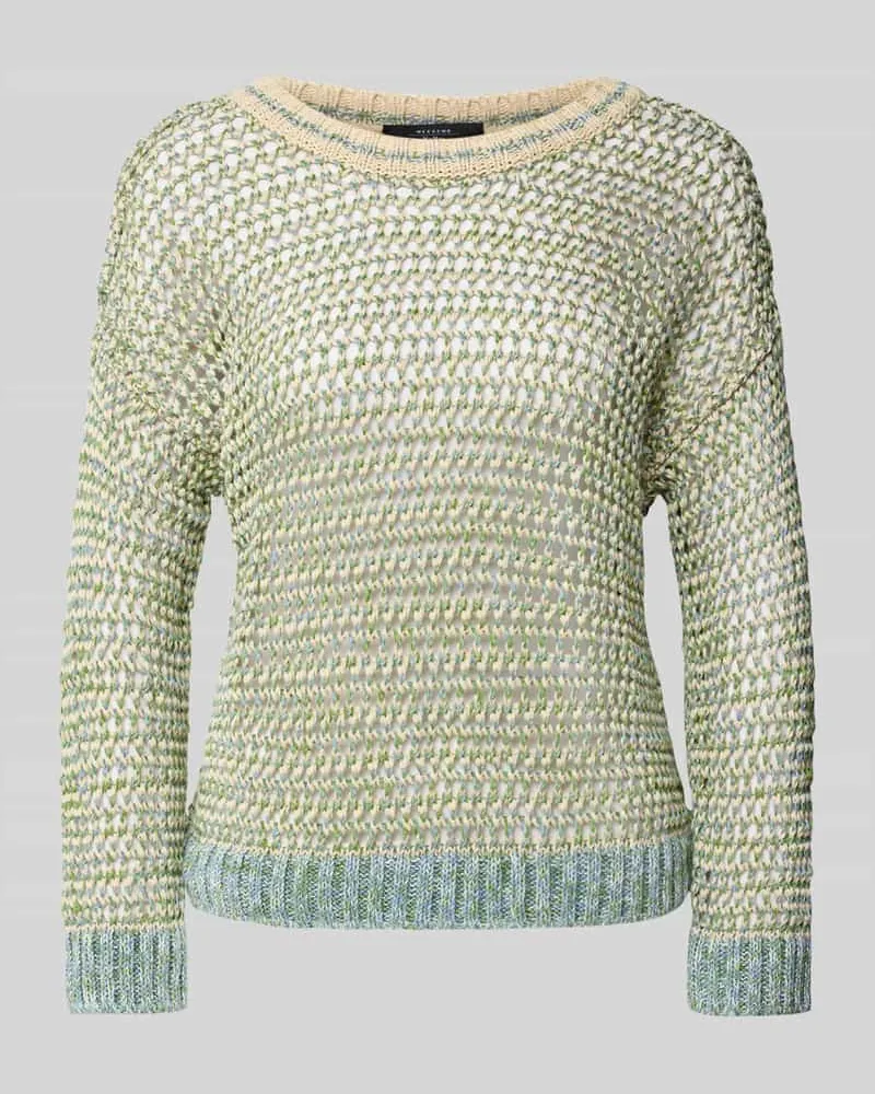 Max Mara Leinenstrickpullover mit Lochmuster Modell 'LIUTO Hellgruen