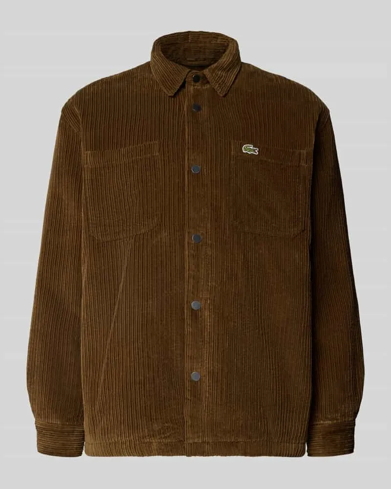 Lacoste Relaxed Fit Hemdjacke aus reiner Baumwolle Hazel