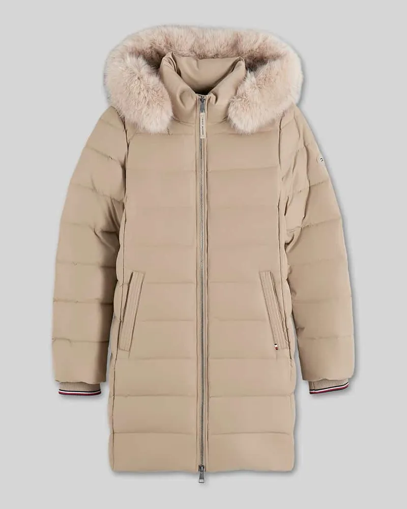 Tommy Hilfiger Steppmantel mit Teddyfell-Kapuze Modell 'TYRA Sand